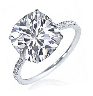 22 Total Carat Weight Cushion Cut Diamond Solitaire Ring G Color SI1