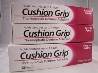 receive three tubes of cushion grip thermoplastice denture adhesive