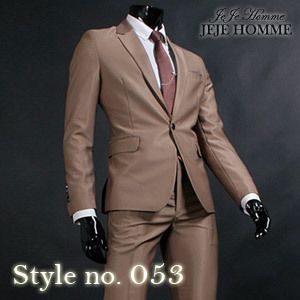 JEJE Slim Fit Shiny Dark Beige Mens Suit Tuxedo US 40R