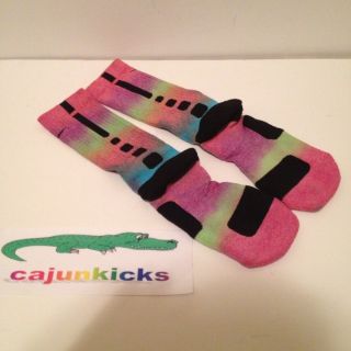 Custom Nike Elite Basketball Socks M 6 8 Tie Dye Rainbow