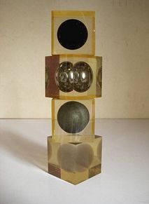 Enzo Mari Lucite Perspex Cube Danese Sculpture Relazione Di Quattro