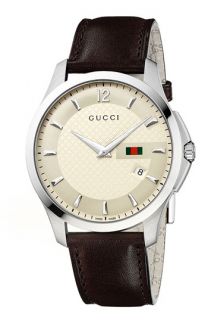 Gucci G Timeless Leather Strap Watch