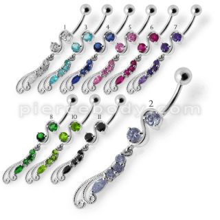 1pc Fancy Filigree Dangling Belly Ring Free Shipping