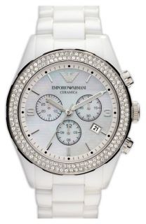 Emporio Armani Round Ceramic & Crystal Watch