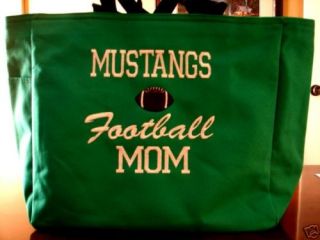 Tote Bag Purse Green School Football Sports Mom Cute