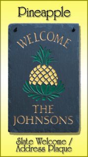 Personalized Pineapple Welcome Address Slate Plaque