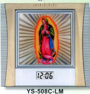  Mary 3D Picture LCD Month Date Time 15 Wall Clock Guadalupe