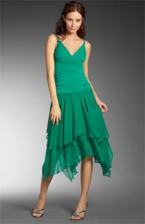 BCBGMAXAZRIA Crinkle Chiffon Jersey Evening Dress (Petite)