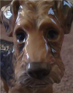 Dahl Jensen Porcelain Large Airedale Terrier Dog Figurine 1079 Mint