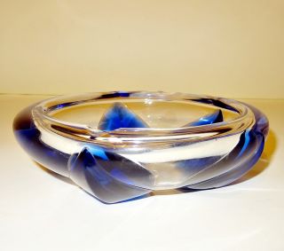 Lalique Signed Blue Crystal Ashtray