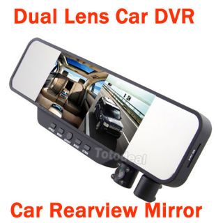 Dual Lens Car Camera Dash Cam Recorder Vehicle Rearview Back Mirror