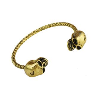  Antique Gold Plated Skull Cuff Bracelet Womens Fashion Bracelets