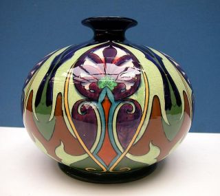 Pre Shelley Foley Wileman Co Intarsio Arts and Crafts Vase 1890 1910