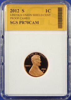 2012 S PERFECT PROOF CAMEO LINCOLN UNION SHIELD PENNY / CENT