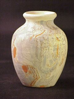 Antique Marbleware Marbled Marble Glazed Grey Orange Miniature Pottery