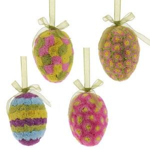 NEW RAZ 5 in Easter Egg Ornament crepe paper rosettes & ribbon BT