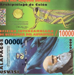 Galapagos 10000 Sucre Banknote World Money Currency Polymer Darwin Fun