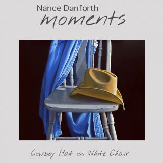 DANFORTH Cowboy Hat on White Chair, 24x30 original canvas still life