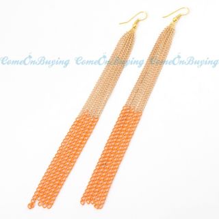  Basketball Wives Orange Long Tassel Loop Earrings Dangle Jewelry