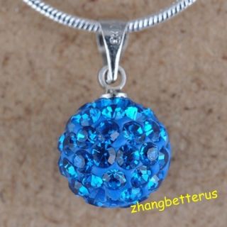 Austrian Blue Crystal Pave Disco Ball Beads Necklace Pendants Charms