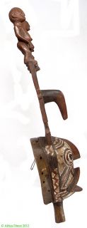 Winiama Mask with Two Figures on Top Custom Stand African