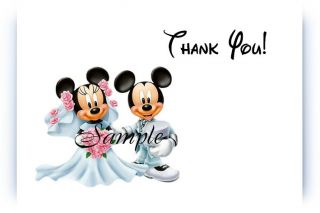  Custom Mickey and Minnie Disney Bridal Wedding Thank You Cards