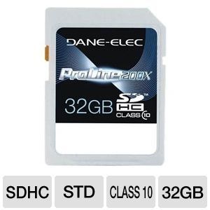 Dane Elec 32GB High Speed SDHC Flash Card 804272736281