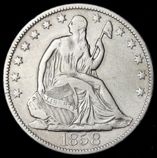 1858 O Seated Liberty Half Dollar CHOICE XF 