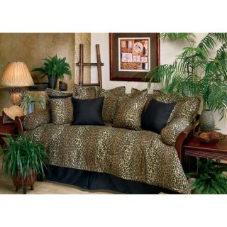 New Luxurious 5 PC Leopard Daybed Set Comforter Bedskirt Plus 3 Shams