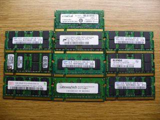 Lot 10 1gb DDR2 Sodimm Laptop Ram Mixed Speeds and Brands Working Free