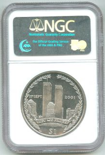 2002 MS63 B V Island $1 Silver Twin Tower WTC 9 11 01 RARE Coin