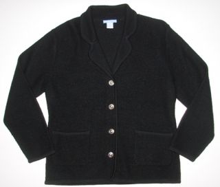 Deane & White Sz M to L Black Wool Blazer Jacket Silver Buttons Front