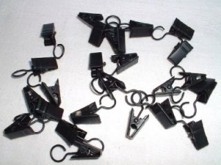 24 Tiny Black Sprung Curtain Clips French Cafe Pole