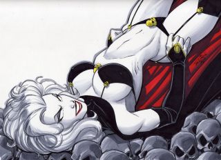 Sexy Lady Death original art by Scott Dalrymple