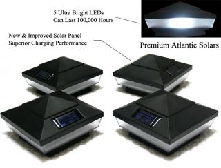 Pack Solar BALCK Post Deck Cap Square Fence Light With 5 LEDs