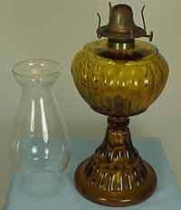 Findlay Glass Amber Convex Rib Kerosene Lamp Dalzell Oh