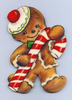  gingerbread candy cane Decoration retro wood wall sign plaque vtg styl