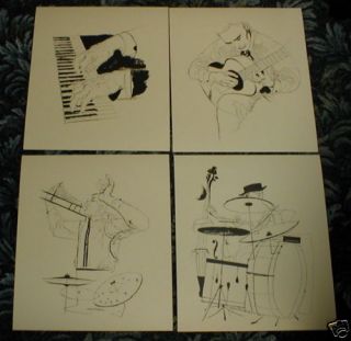 David Stone Martin Jazz Art 4 Prints RARE