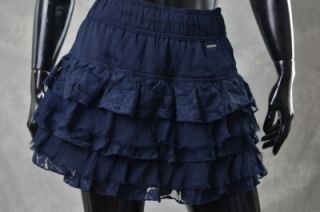 New Abercrombie Fitch A F Womens Blue Mini Ruffle Lace Skirt Sz S