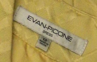 Evan Picone Size 12 L Career Butter Yellow Sheath Lined Lattice