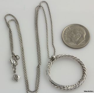 David Yurman Silver Ice Crossover Diamond Circle Necklace Sterling 14k