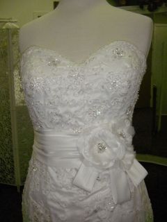Sz 8 10 DaVinci Ivory Embroidery Lace Bead Mermaid Wedding Dress $1025