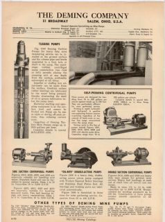 Deming Pumps Turbine Centrifugal Self Priming 1952 Ad
