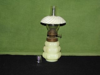 Miniature Shaker Custard Oil Lamp w Umbrella Shade