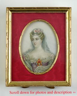 C1800s Gilt Frame Miniature Portrait Duchesse de Berry