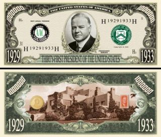 31st President Herbert Hoover Dollar Bill 500 Bills