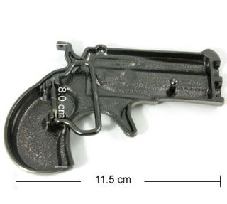 Western Military Derringer Handgun Gun Pistol Mens Buckle Genuine