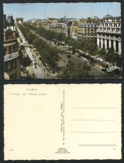  Postcard Avenue Des Champs Elysees Street Arc de Triomphe Arch