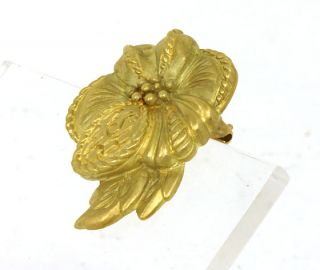 Designer Judith Ripka 18K Gold Ladies Flower Pin Brooch