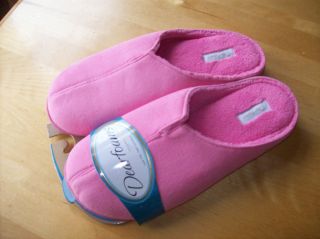 Dearfoams pink suede slip on slippers womens size XL 11 12 NEW